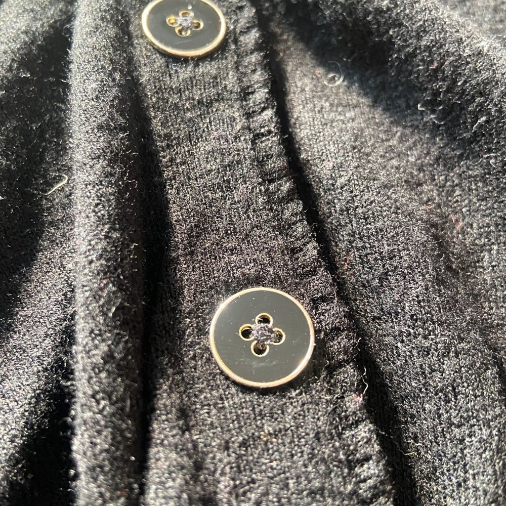 Black button up sweater cardigan, Size S, black buttons